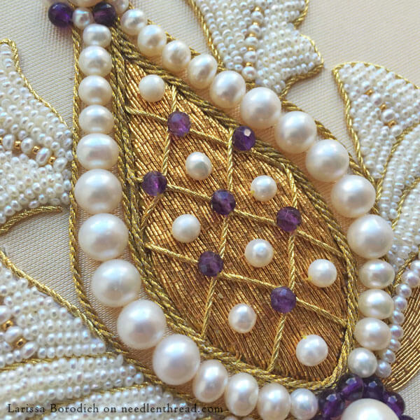 Goldwork & Pearl Embroidery from vintage goldwork sampler pattern