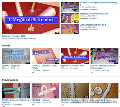 Lace Making, Drawn Thread Work, and embroidery videos in Italian