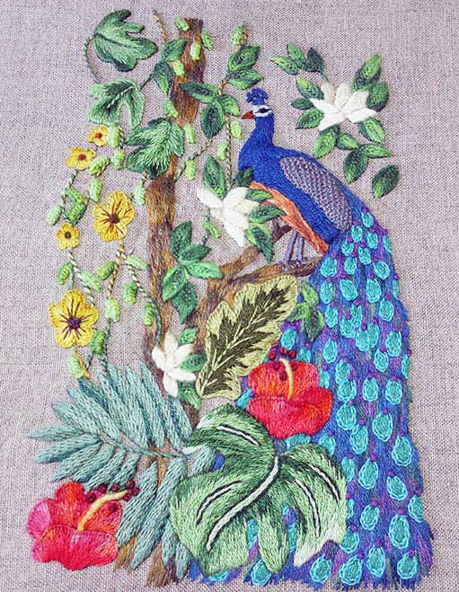 Peacock Embroidery Kit by Canevas Folies
