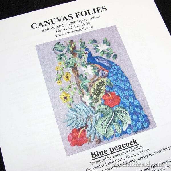 Peacock Embroidery Kit by Canevas Folies