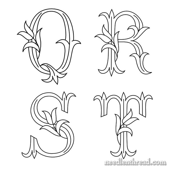 Tulip Monograms - decorative letters for hand embroidery