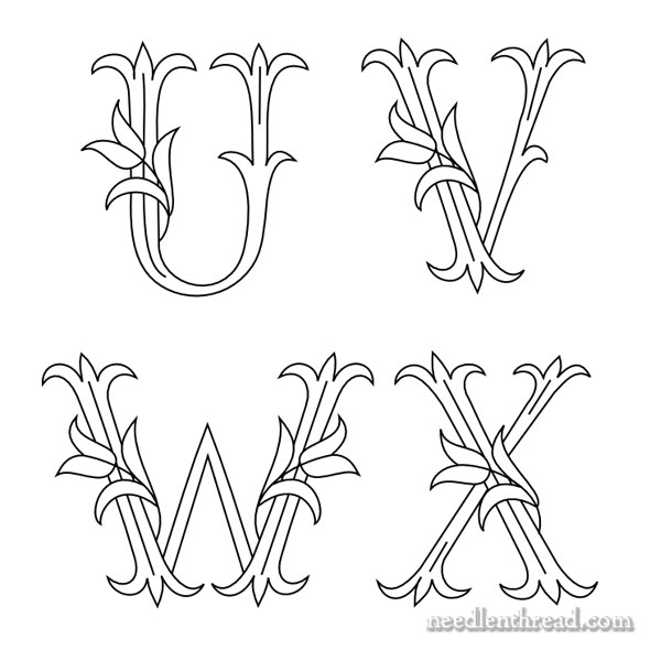 Embroidery Monograms - Tulips - U V W X