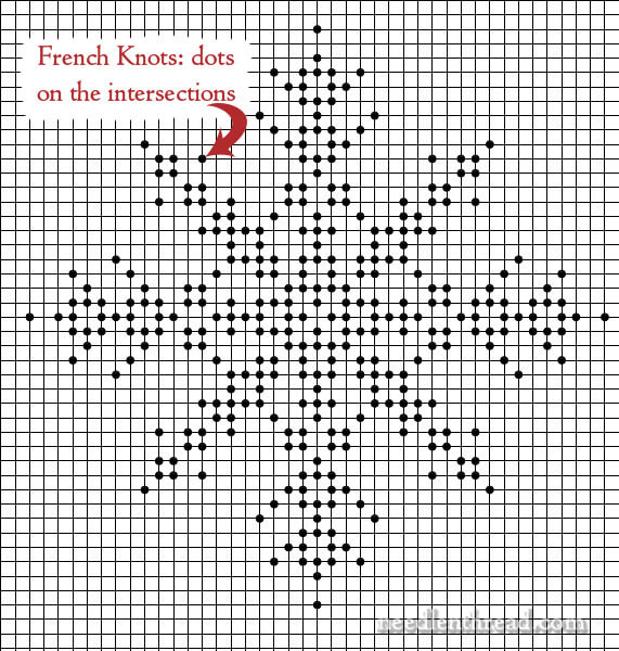 French knot snowflake pattern