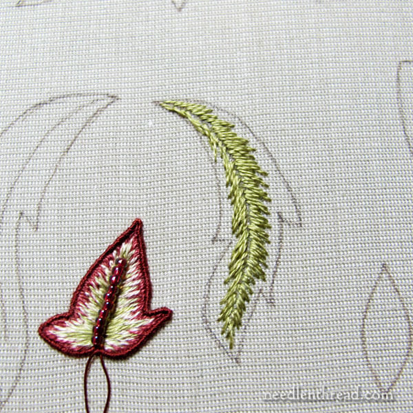 Late Harvest Embroidery Project - Stumpwork Leaves