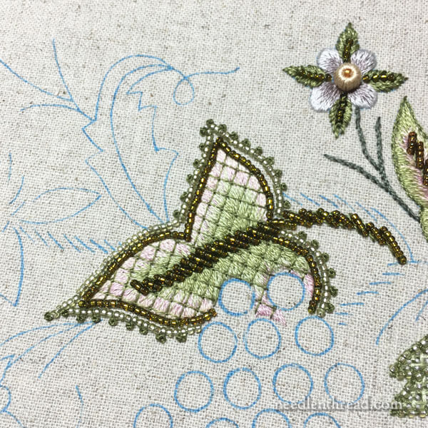 Late Harvest: Long and Short Stitch Leaf with Lattice Stitching & Beads