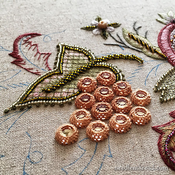 Embroidering Flat Back Crystals onto Embroidery Projects - Late Harvest Grapes