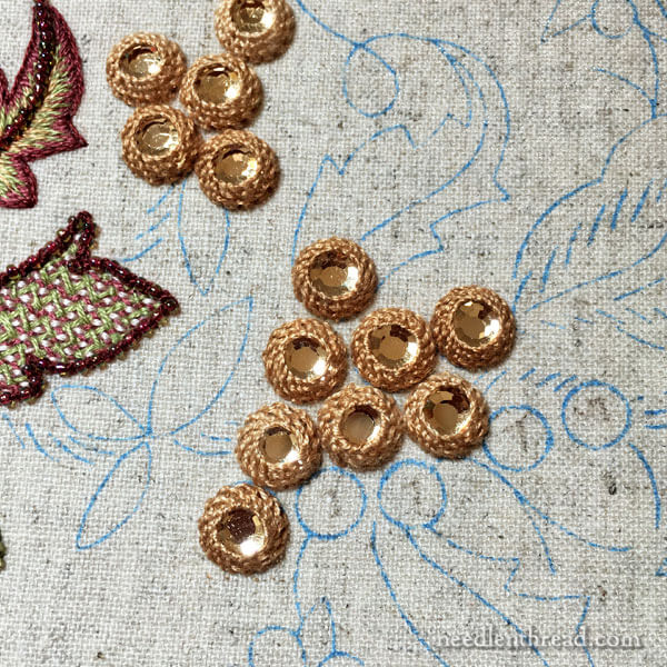 Embroidering Flat Back Crystals onto Embroidery Projects - Late Harvest Grapes