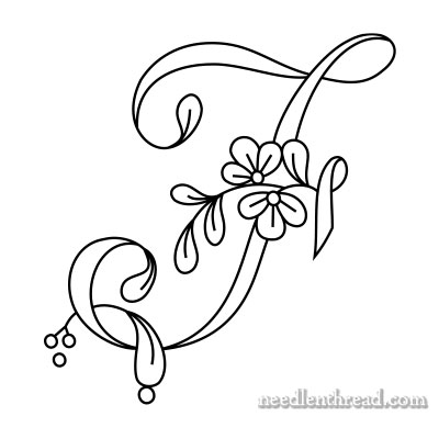 Floral Script Monogram for Hand Embroidery: F