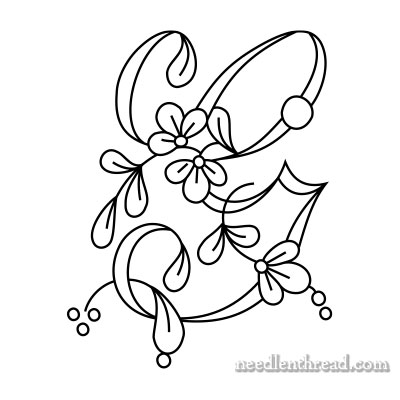 Floral Script Monogram for Hand Embroidery: G