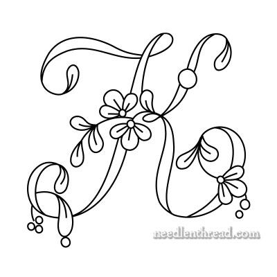 Floral Script Monogram: Letter K