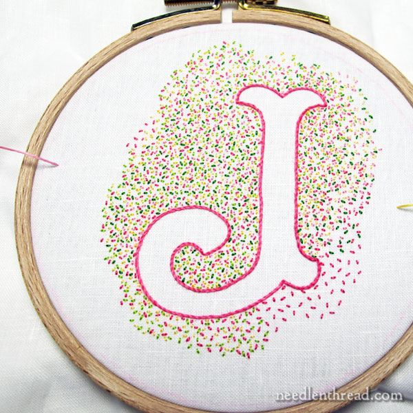 Voided Embroidered Monogram: Confetti!