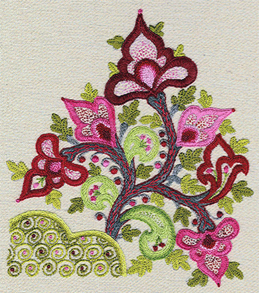 Wool applique pattern kit table runner rug flowers “Jacobean