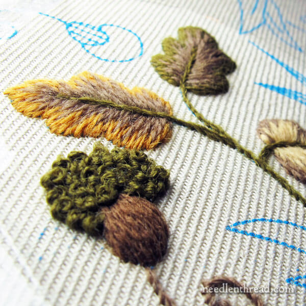Mellerstain Firescreen - Crewel Embroidery Project - Acorns & Leaves