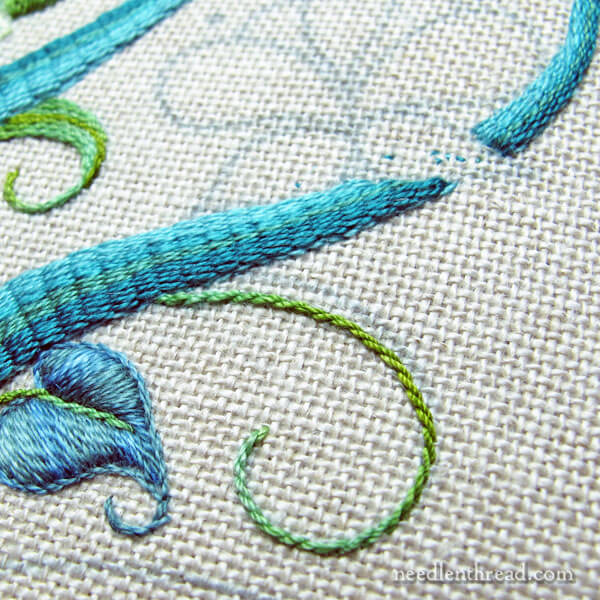 Modern Crewel - Surface embroidery project progress
