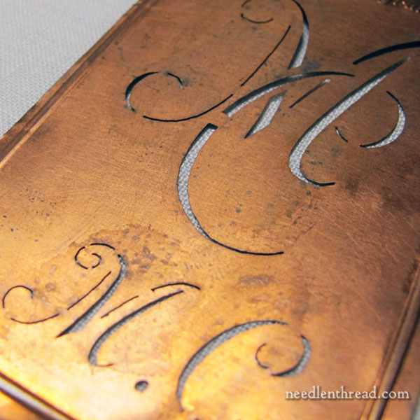 Copper monogram stencils for hand embroidery