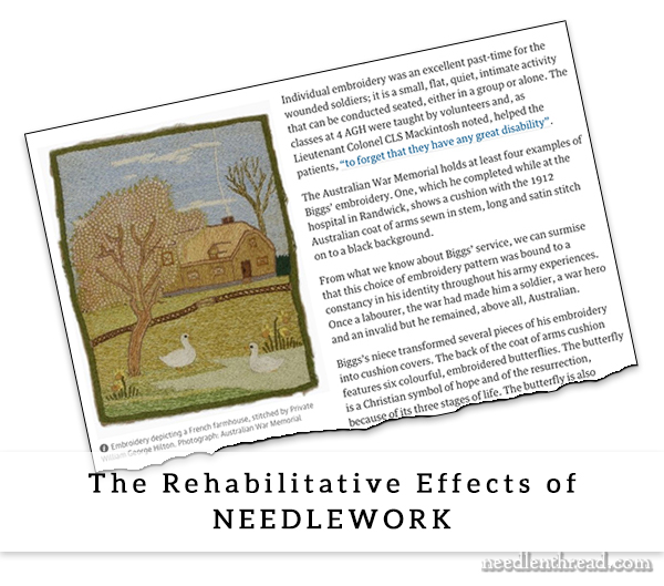 Rehabilitative Effects of Needlework