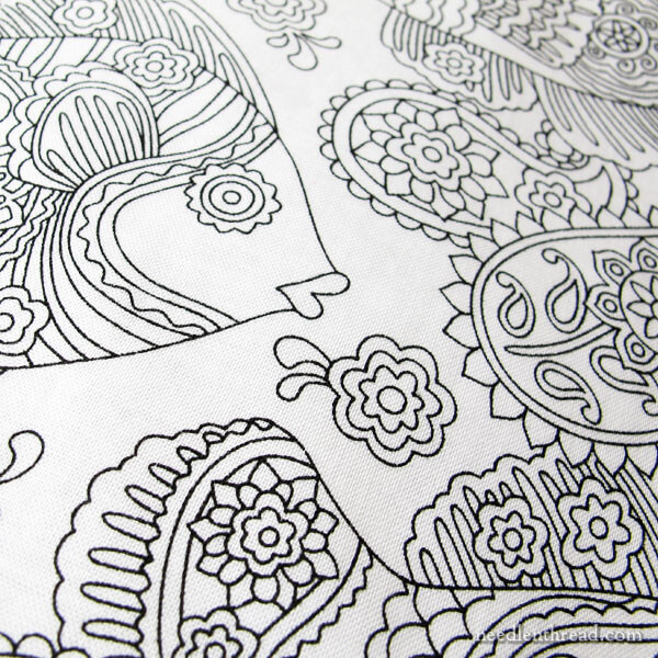 Coloring Book Fabric for Embroidery