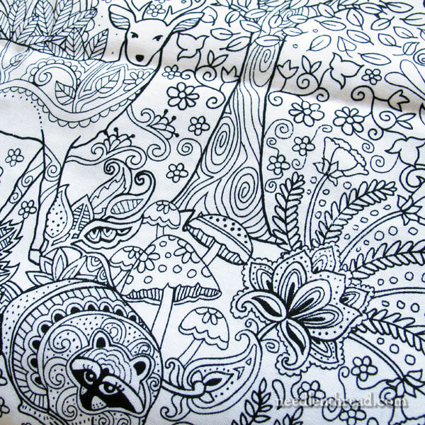 Coloring Book Fabric for Embroidery