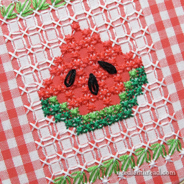 Gingham Embroidery Watermelon Tutorial