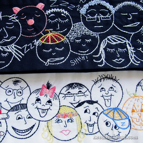 Opposite Faces Pillow Cases - a few good laughs with your embroidery