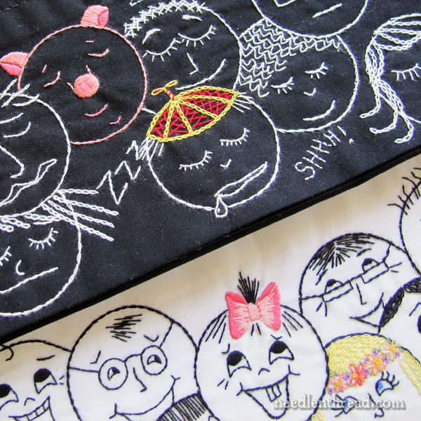 Opposite Faces Pillow Cases - a few good laughs with your embroidery