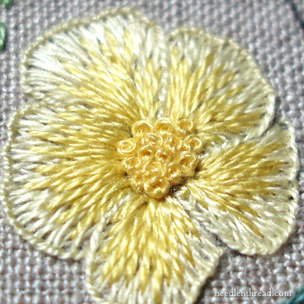 Buttonhole Stitch on a Flower - shaded filling