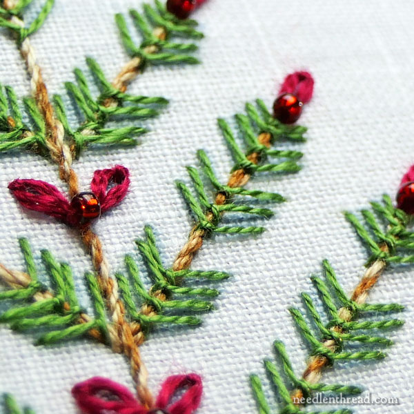 Hand Embroidered trees for Christmas on Needle 'n Thread