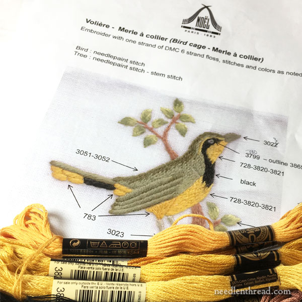 Needlepainting embroidery: small bird kit from Maison Noel