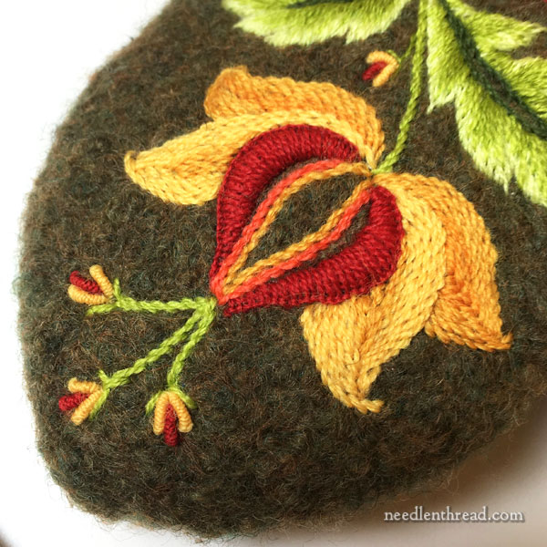 Embroidered Felted Wool Mitten