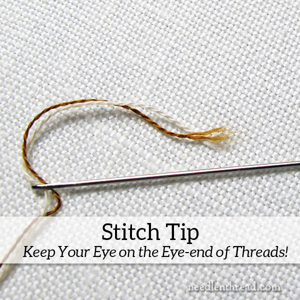 Fuzzies on Embroidery Thread - stitch tip