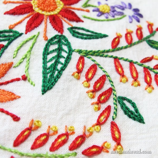 Floral Corner embroidery on flour sack towels
