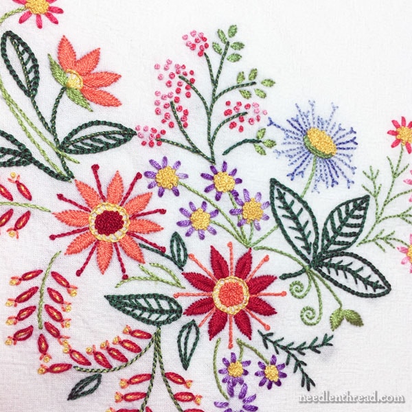 A Friday Finish – or Two! Embroidered Floral Corners