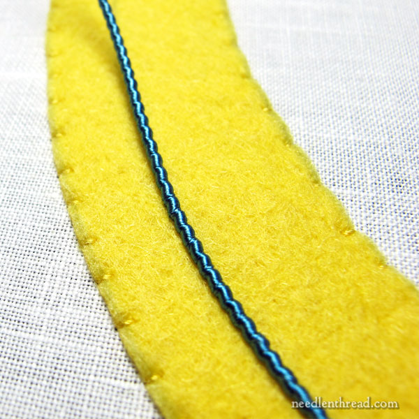 Goldwork Embroidery - Round Frame with Gold and Silk Threads