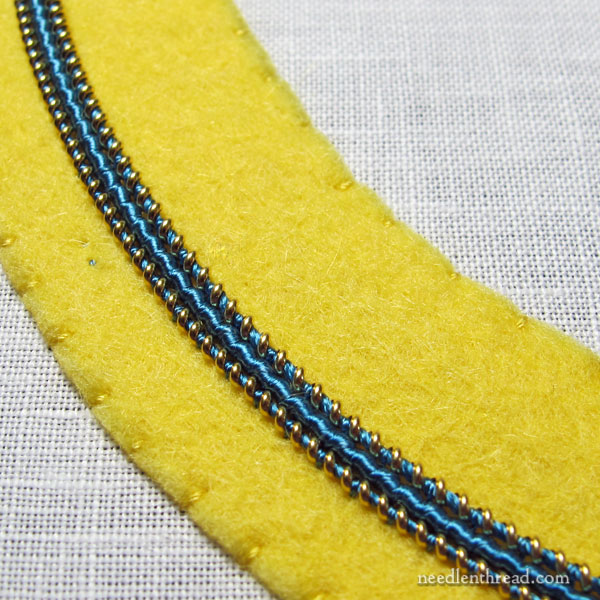 Goldwork Embroidery - Round Frame with Gold and Silk Threads