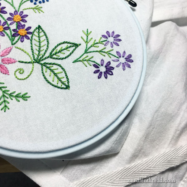 Pretty Flowers Hand Embroided on Bright Tea Towels