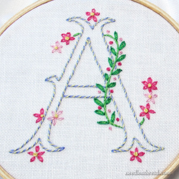 simple floral embroidered monogram