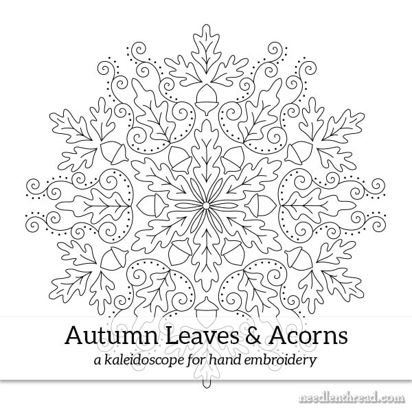 Autumn Leaves and Acorns Hand Embroidery Design