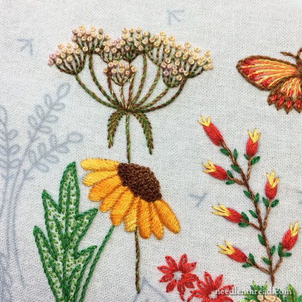 Embroidered flower garden border