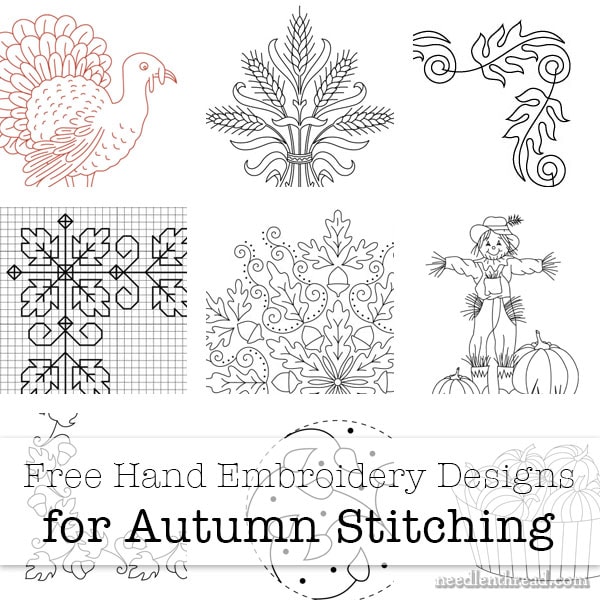 Free Hand Embroidery Designs for Autumn – a Small Collection