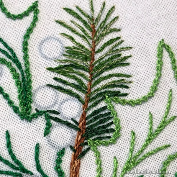 Holly & Evergreen Embroidery Design - Free Pattern & Stitch Tips