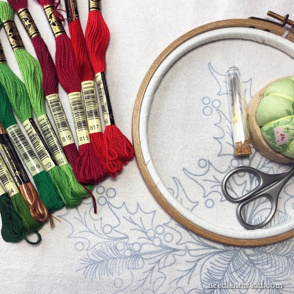 Holly & Evergreen Embroidery Design - Free Pattern & Stitch Tips