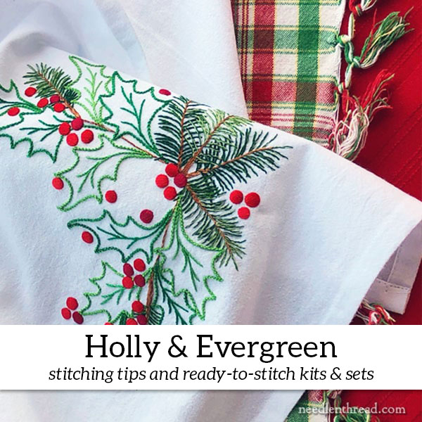 Holly & Evergreen Embroidery Design - Free Pattern & Stitch Tips