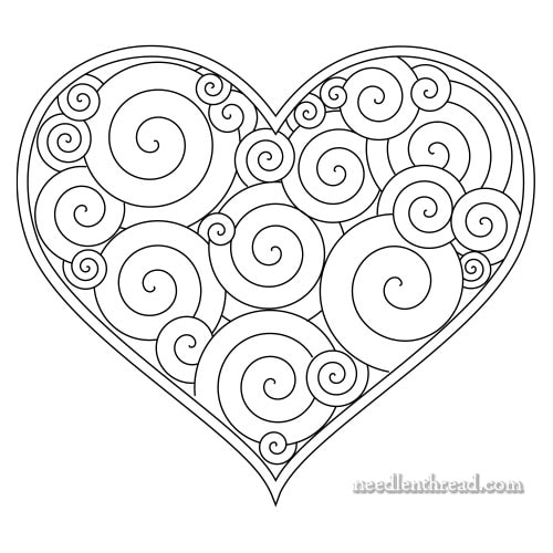 Curlicue Heart Hand Embroidery Pattern