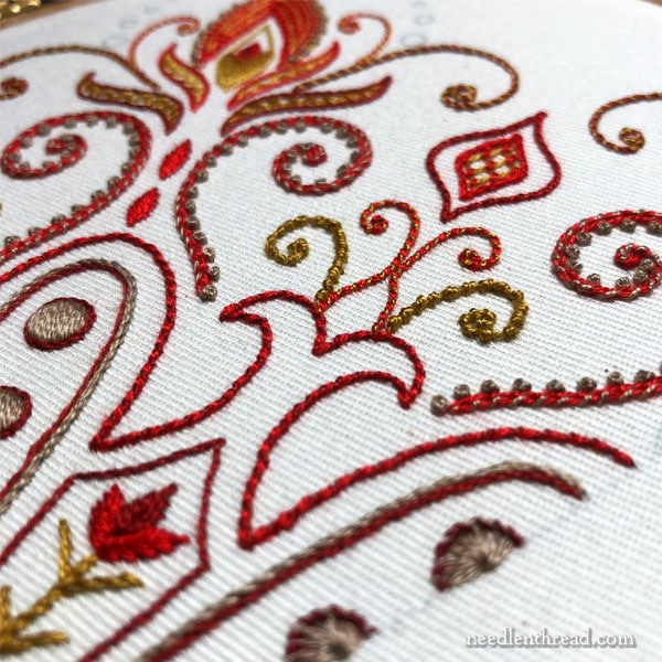 Hand Embroidered Tote Pocket with Kaleidoscope Design