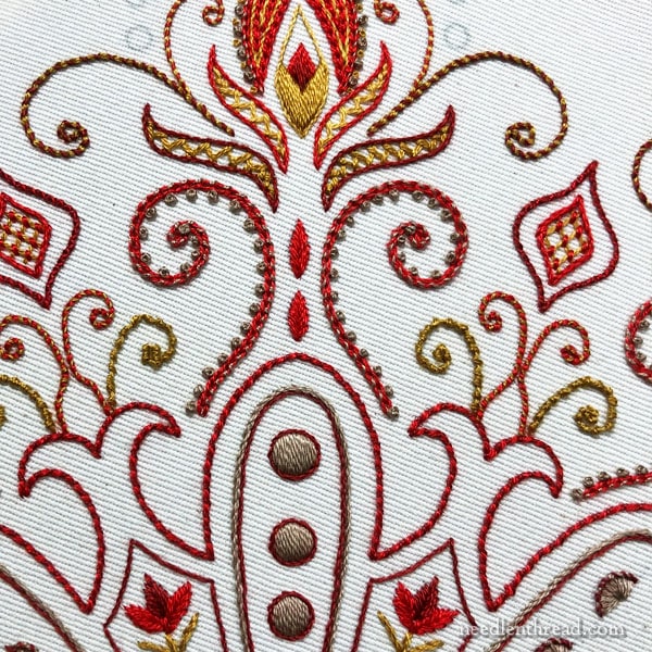 Hand Embroidered Tote Pocket with Kaleidoscope Design