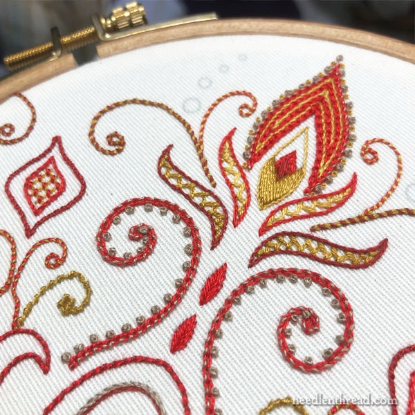 Hand Embroidered Tote Pocket with Kaleidoscope Design