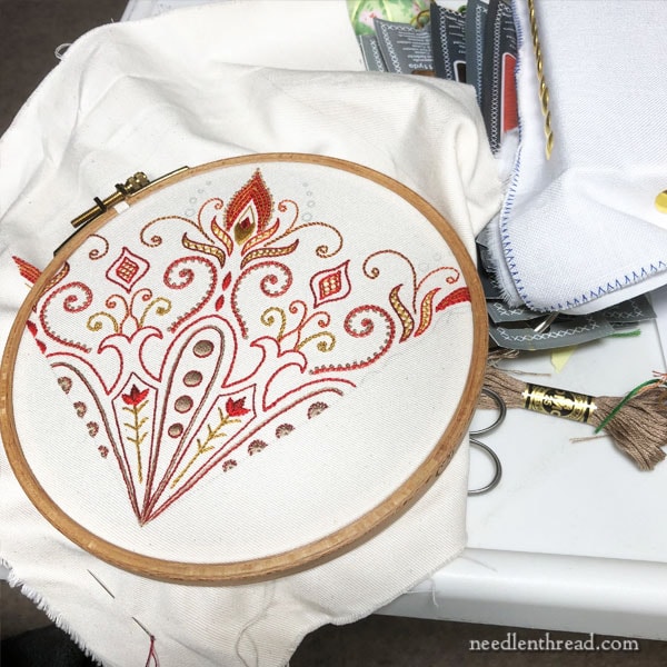 Hand Embroidered Tote Pocket with Kaleidoscope Design