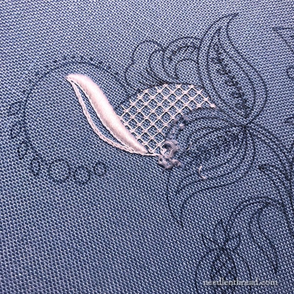 Jacobean whitework embroidery project - little progress
