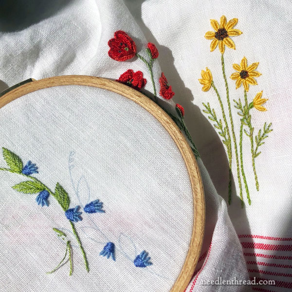 Embroidered Flowers on Linen from In a Wheat Field by Elisabetta Sforza