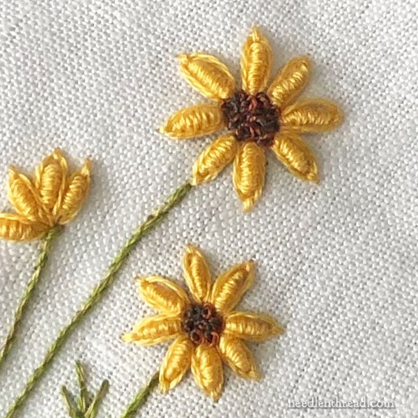 Embroidered Flowers on Linen from In a Wheat Field by Elisabetta Sforza